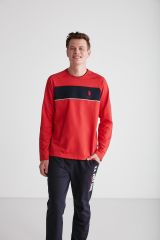 U.S. Polo Assn. 18721 Erkek Kırmızı Yuvarlak Yaka Pijama Takımı