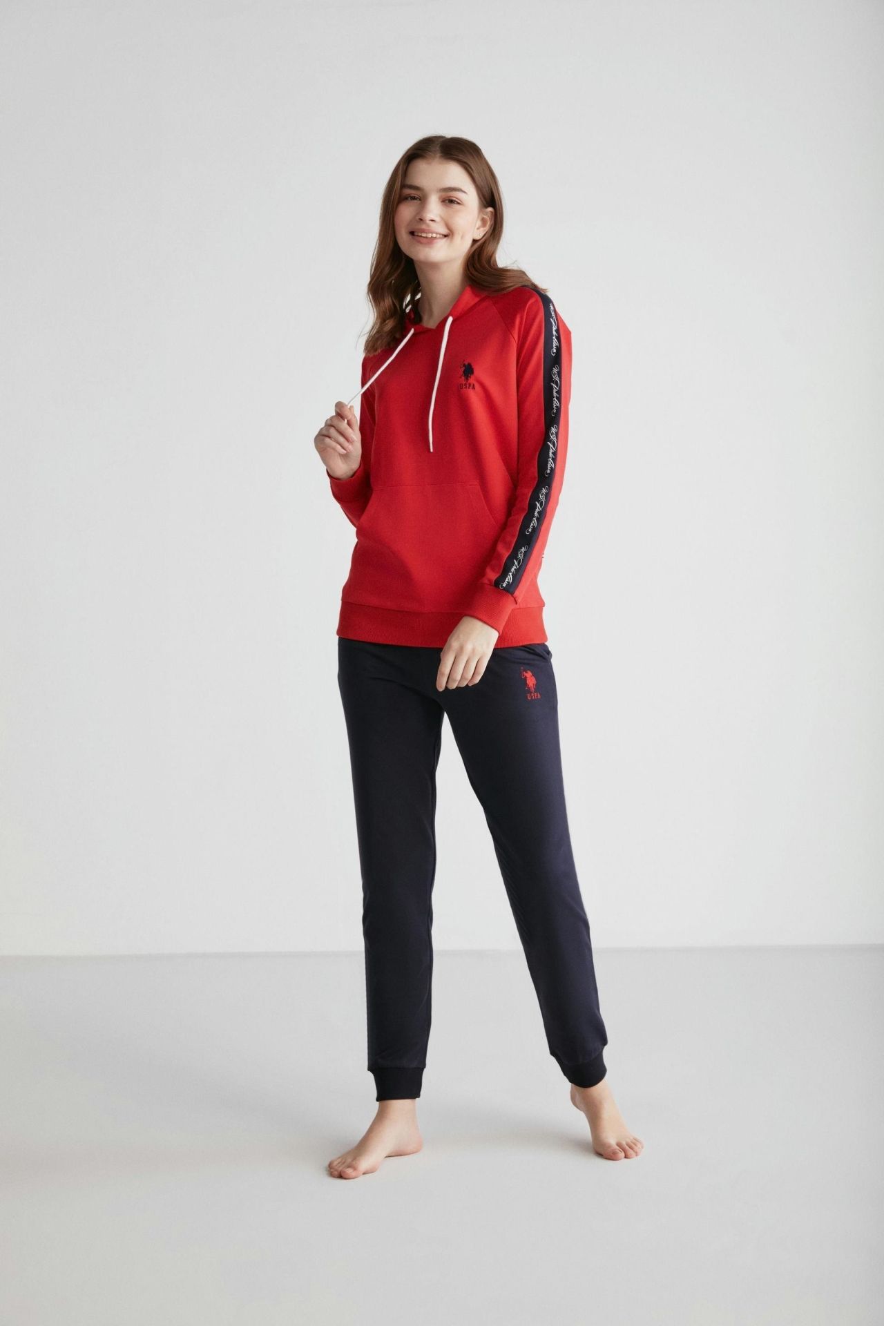 U.S. Polo Assn. 16946 Kadın Kapşonlu Pijama Takımı