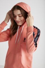 U.S. Polo Assn. 16946 Kadın Kapşonlu Pijama Takımı Somon - XL