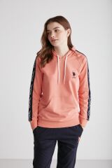 U.S. Polo Assn. 16946 Kadın Kapşonlu Pijama Takımı Somon - XL