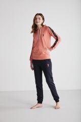 U.S. Polo Assn. 16946 Kadın Kapşonlu Pijama Takımı Somon - XL
