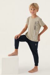 U.S. Polo Assn. 1702 Lisanslı Straight Haki Erkek Çocuk Pijama Takımı