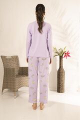 Estiva 23114 Kadın Desenli Uzun Kollu Yazlık Penye Pijama Takımı