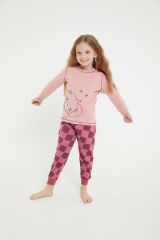 Roly Poly 2981 Garson Bear Pembe Kız Çocuk Uzun Kol Pijama Takım