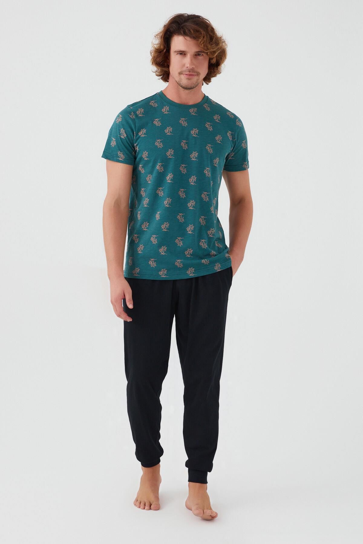 Arnetta 2504 Palm Tree Erkek Kısa Kol Pijama Takım