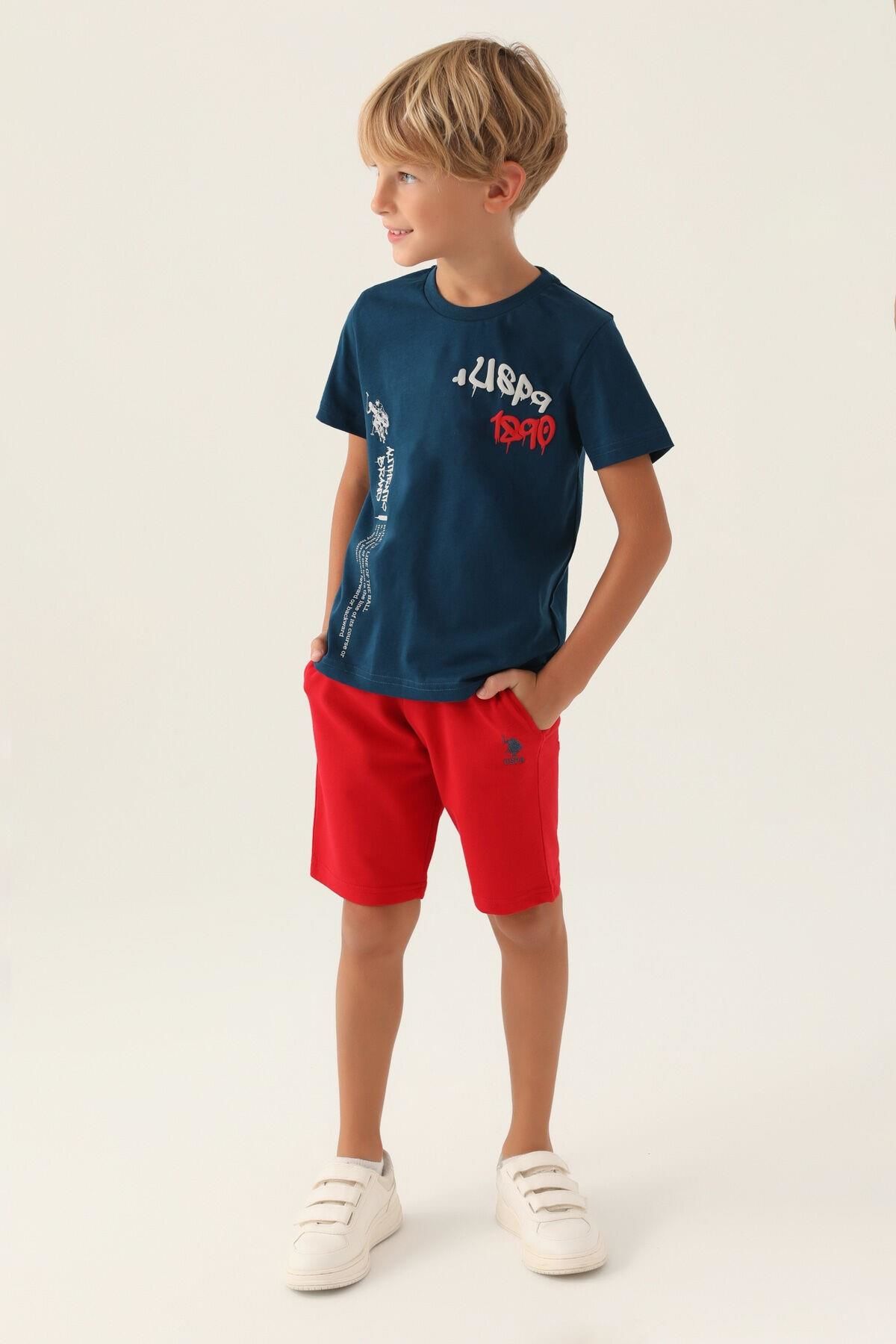 U.S. Polo Assn. 1751 Lisanslı Clothing Lacivert Erkek Çocuk Bermuda Takım