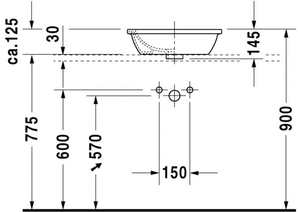 DURAVIT DARLING NEW TEZGAH USTU LAVABO TASLANMIS 470 MM CAP 0497470000