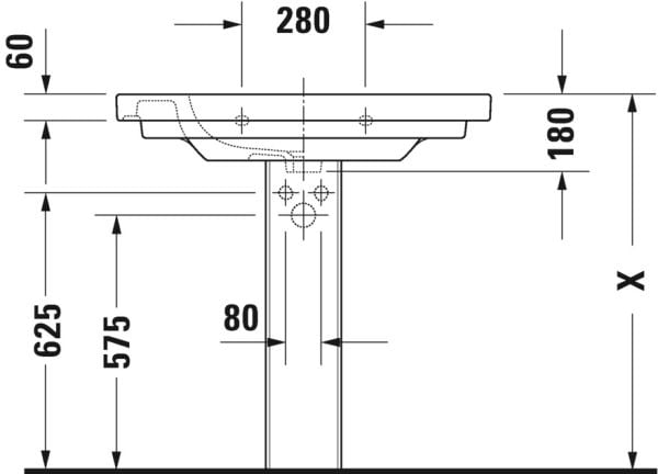 DURAVIT D-CODE ETAJERLI LAVABO 850x480 03428500002