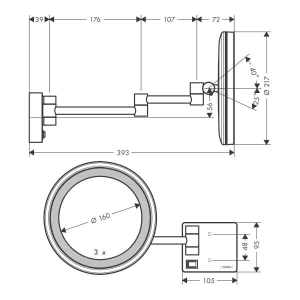 HANSGROHE ADDSTOIS MAKYAJ AYNASI SATIN SIYAH 41790670