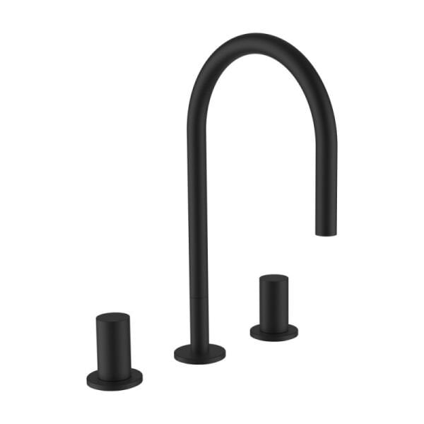 LAUFEN KARTELL 3-DELIKLI LAVABO BATARYASI 166MM MAT SIYAH H3123330812201