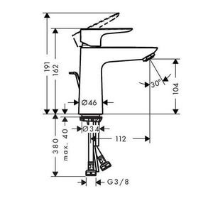 HANSGROHE TALIS E TEK KOLLU LAVABO BATARYASI 110MM KUMANDALI MAT SIYAH KROM 71710340