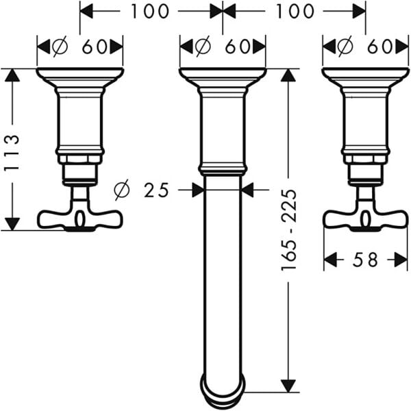 AXOR MONTREUX 3-DELIKLI LAVABO BATARYASI 225 MM GAGA PARLAK ALTIN OPTIK 16532990