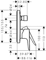 HANSGROHE TALIS TEK KOLLU BANYO BATARYASI ANKASTRE MAT SIYAH KROM 71745340