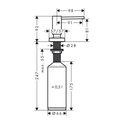 HANSGROHE A71 SIVI SABUNLUK - DETERJANLIK 300ML PASLANMAZ CELIK 40468800