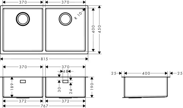 HANSGROHE S719 EVIYE TEZGAH ALTI S719-U765 90 CM 43430800