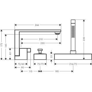 AXOR EDGE 3-DELIKLI BANYO BATARYASI EDGE SIYAH KROM 46430330