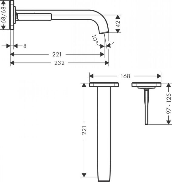 AXOR CITTERIO E TEK KOLLU BANYO BATARYASI ANKASTRE MAT SIYAH KROM 36106340