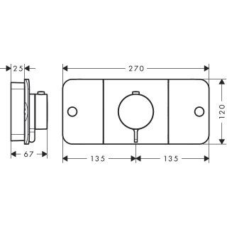 AXOR ONE BANYO BATARYASI TERMOSTATIK MODUL 2 CIKIS MAT NIKEL 45712820