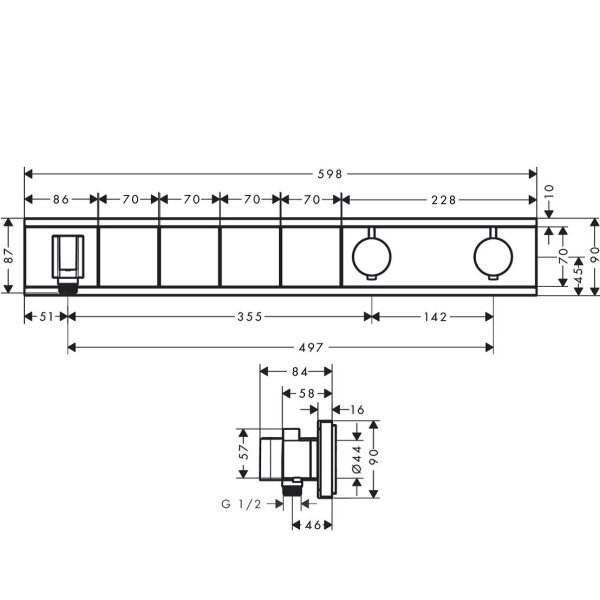 HANSGROHE RAINSELECT BANYO BATARYASI TERMOSTATLI DUS TUTUCULU 4 FONKSIYONLU  SIYAH KROM 15357600