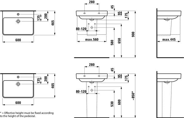 LAUFEN PRO S LAVABO 600x380 MM H8109630001121