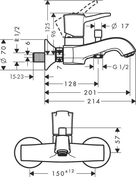 HANSGROHE METROPOL CLASSIC TEK KOLLU BANYO BATARYASI CUBUK VOLANKROM/ALTIN OPTIK 31340090