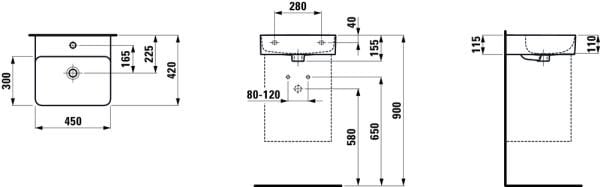 LAUFEN VAL TEZGAH USTU LAVABO 1 DELIKLI 450x420 MM H8152810001041