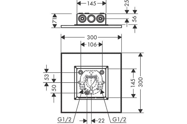 AXOR SHOWERSOLUTION TEPE DUSU 300/300 1JET FIRCALANMIS SIYAH KROM 35317340