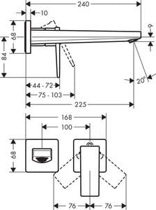 HANSGROHE METROPOL TEK KOLLU LAVABO BATARYASI 22.5CM GAGA CUBUK VOLAN SATIN SIYAH 32526670