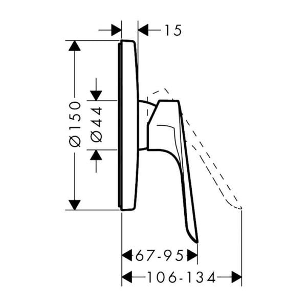 HANSGROHE LOGIS TEK KOLLU DUS BATARYASI ANKASTRE KROM 71603000