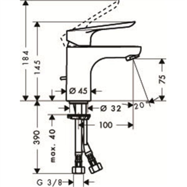 HANSGROHE LOGIS E TEK KOLLU LAVABO BATARYASI 70MM KUMANDALI KROM 71160000