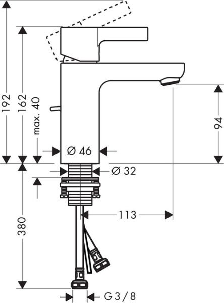 HANSGROHE METRIS S TEK KOLLU LAVABO BATARYASI 100 KUMANDALI KROM 31060000