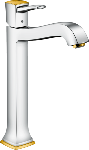 HANSGROHE METROPOL CLASSIC TEK KOLLU LAVABO BATARYASI 260 CUBUK VOLAN KROM/ALTIN OPTIK 31303090