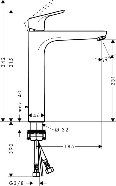 HANSGROHE FOCUS TEK KOLLU LAVABO BATARYASI 230 KUMANDALI KROM 31531000