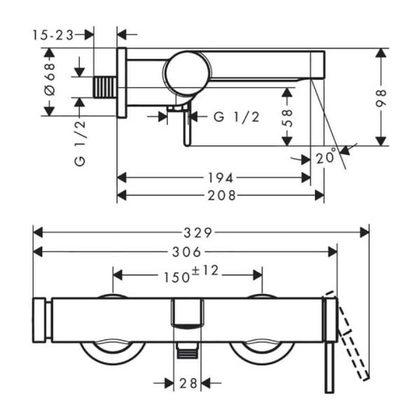 HANSGROHE FINORIS TEK KOLLU BANYO BATARYASI KROM 76420000