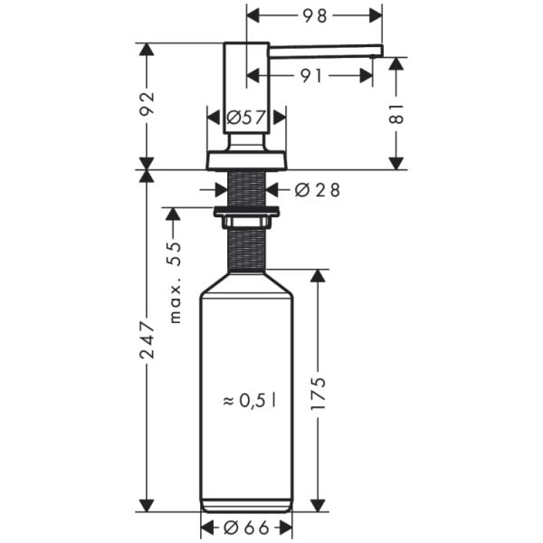 HANSGROHE A51 SIVI SABUNLUK EVIYE ANKASTRE PASLANMAZ CELIK 40448800