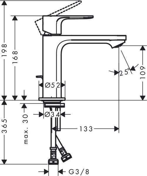 HANSGROHE REBRIS S TEK KOLLU LAVABO BATARYASI KROM 72517000