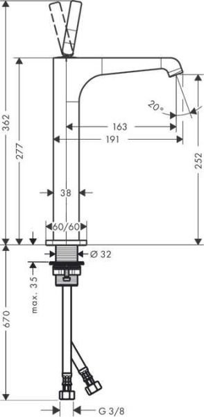 AXOR CITTERIO E TEK KOLLU LAVABO BATARYASI 130 PIN VOLAN  P.ALTIN 36100990