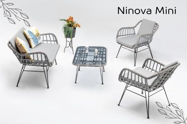 Ninova Mini 2'li Rattan Bahçe Balkon Oturma Grubu