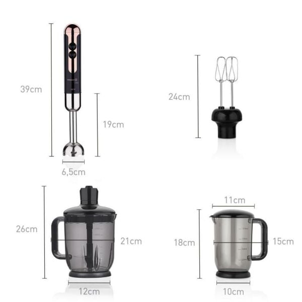 KORKMAZ MİA MEGA DELUXE BLENDER SET SİYAH/ROSEGOLD