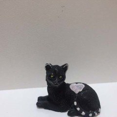Minyatür Kalpli Kara Kedi Teraryum Objesi