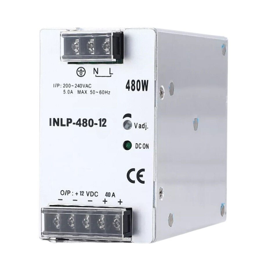 INLP-480-12 - 480W 12VDC 40A Raya Montajlı Güç Kaynağı