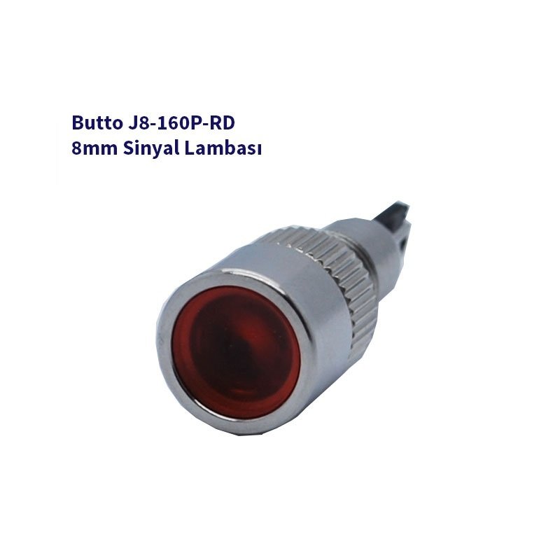 J8-160P-RD 8 mm LED IŞIKLI ÇIKIK KAFALI SİNYAL LAMBASI KIRMIZI