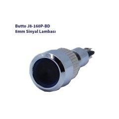 J8-160P-BD 8 mm LED IŞIKLI ÇIKIK KAFALI SİNYAL LAMBASI MAVİ