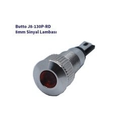 J8-130P-RD 8 mm LED IŞIKLI YASSI KAFALI SİNYAL LAMBASI KIRMIZI