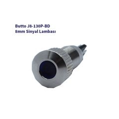 J8-130P-BD 8 mm LED IŞIKLI YASSI KAFALI SİNYAL LAMBASI MAVİ