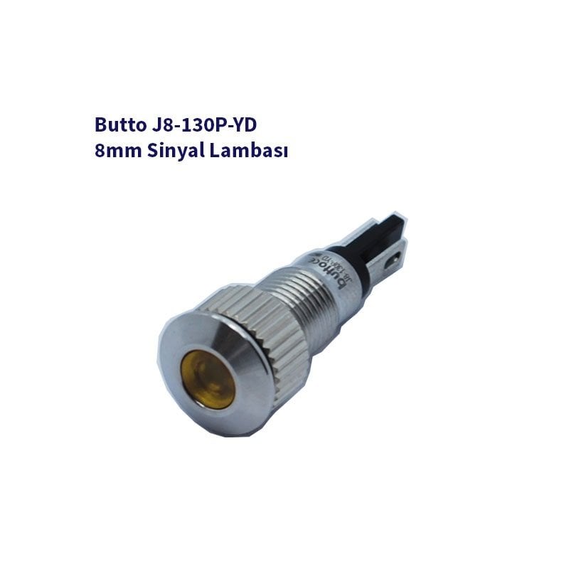 J8-130P-YD 8 mm LED IŞIKLI YASSI KAFALI SİNYAL LAMBASI SARI
