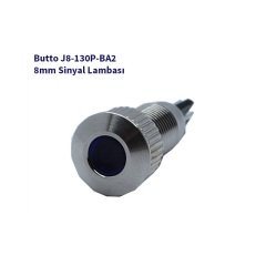 J8-130P-BA2 8 mm LED IŞIKLI YASSI KAFALI SİNYAL LAMBASI MAVİ