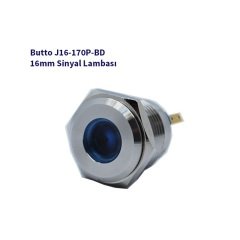 J16-170P-BD 16 mm LED IŞIKLI YASSI KAFALI SİNYAL LAMBASI MAVİ