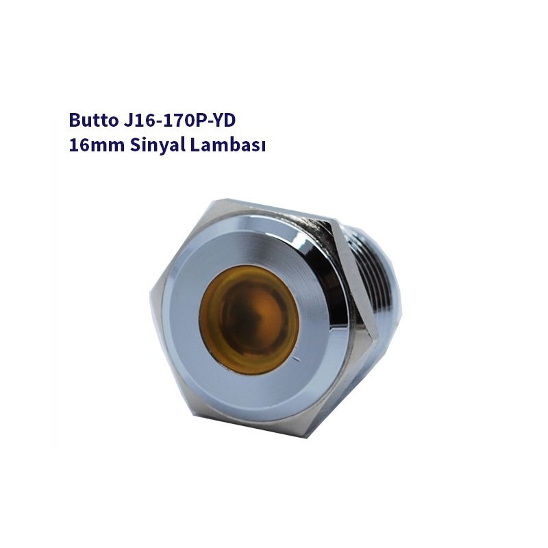 J16-170P-YD 16 mm LED IŞIKLI YASSI KAFALI SİNYAL LAMBASI SARI