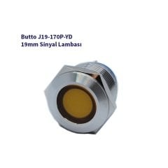 J19-170P-YD 19 mm LED IŞIKLI YASSI KAFALI SİNYAL LAMBASI SARI